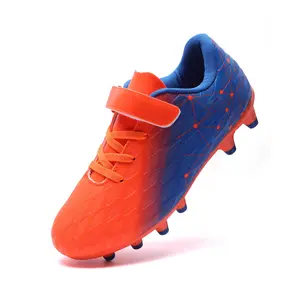 Lumubby Kids Firm Ground Soccer Cleats Boys Girls Athletic Outdoor Football Shoes with Adjustable Hook and Loop Closure and Rubber Molded Cleats