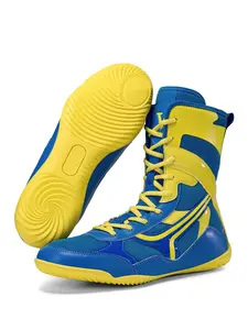 Men's Boxing Training Shoes, Non-slip Grip Tread Professional Wrestling Shoes, Tear-resistant Upper & Ankle Lock Sports Shoes for Pro Wrestlers