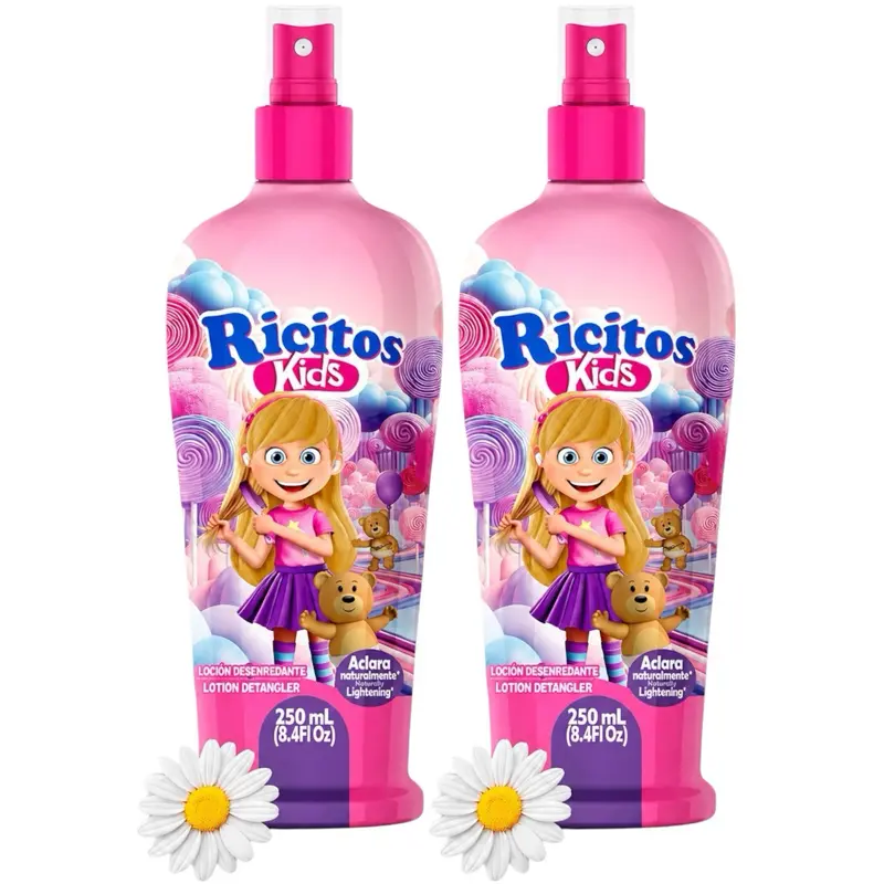 Ricitos Kids Detangling Lotion | Chamomile Spray | 8.4 fl oz | 2-Pack | Detangles and lightens naturally with chamomile, leave-in spray for kids, paraben-free