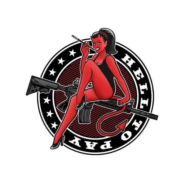 Hell to Pay Pin Up Girl Vinyl Decal - High-Quality Print Girl Figure Decals/Stickers for DIY Scrapbooking & Stamping