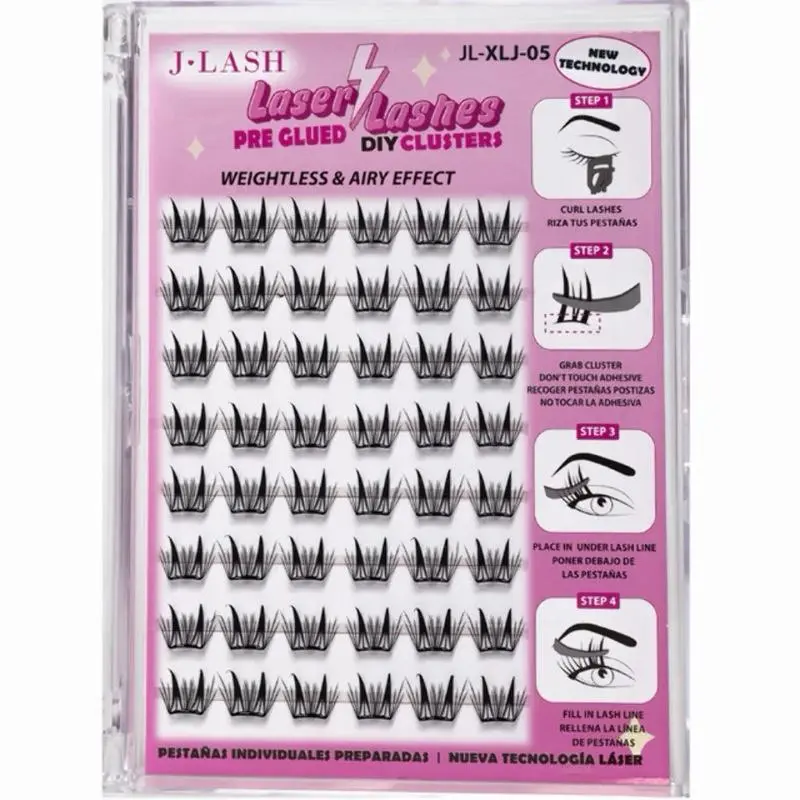 J-Lash Laser Lashes Pre-Glued DIY Clusters Weightless & Airy Effect for Easy Application, Flawless, Eyelashes Extensions, Lash Extension