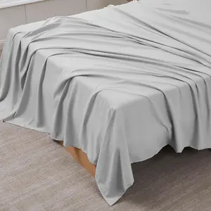 Ultra Soft and Breathable Brushed Microfiber Queen Flat Sheet - Silver - Top Sheet for Queen Beds Only - Hot Selling Bedding Item