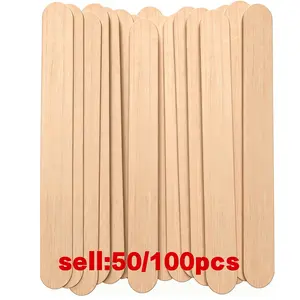 Large Wooden Wax Sticks 100/50pcs, Body Hair Removal Wax Scraper, Silicone-Free, Wood Material, Single Item, Made in China, Waxing