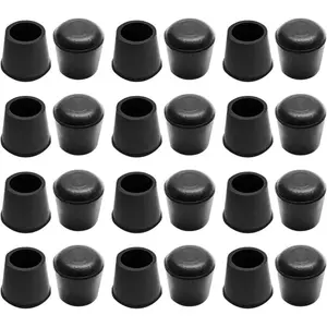24Count Value Set Black 5/8” Round Rubber Chair Leg Tips Caps Floor Protectors Non-Slip Bar Stool Table Folding Chair End Cap Tip Replacement