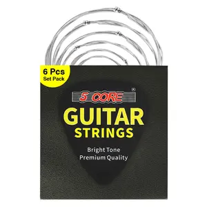5 Core Guitar Strings Steel Acoustic 6 Strings for guitar & bass accessories Light Gauge 0.010-0.048 Plain Steel with Shield Package Corrosion Free Superior Performance GS AC