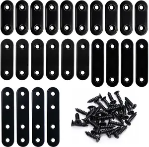 86 count Black Straight Flat Bracket,Stainless Steel Black Flat Brackets for ,Metal Mending Plate with Screws 36mm/46mm/56mm/76mm