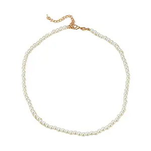 Luxury Round Imitation Pearls Chain Necklace Brides Wedding Vintage Necklace