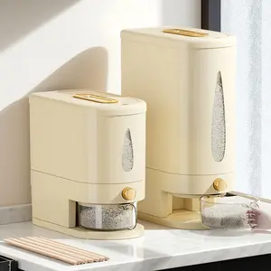 11/22lb Large Capacity insect-proof airtight Rice Dispenser Organiser with Measuring Cups Moisture Resistant Plastic, Airtight Grain dustproof Storage Container with Transparent Window for Soybeans,Corn,cereals, dog food,suitable for kitchen and food