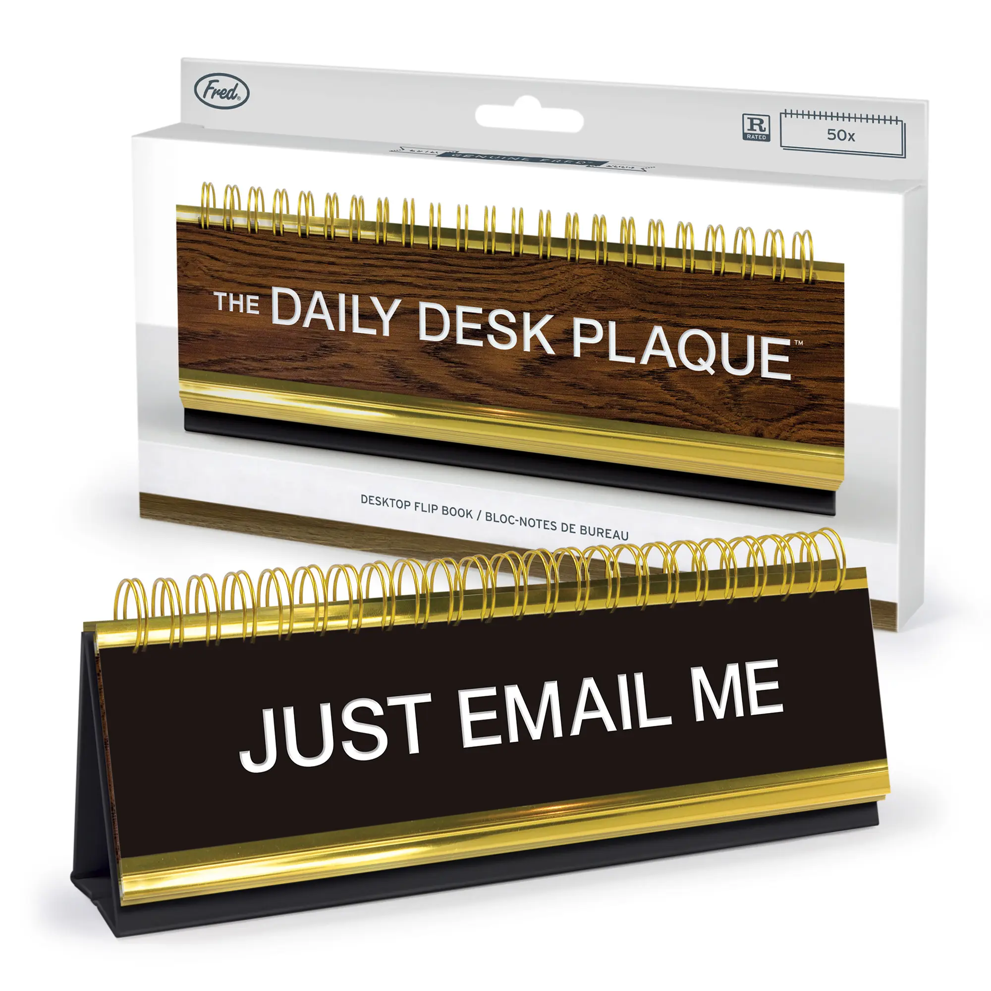 Genuine Fred DAILY DESK PLAQUE - Includes 50 Titles and Phrases for Witty Desk Decor - Changeable Desk Sign - Fun Office or Home Desk Decor – Novelty Gift for Coworkers, Friends or Stocking Stuffers