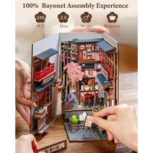 Rolife Sakura Wine Alley DIY Book Nook Shelf Insert, Japanese Izakaya Ramen Alley Miniature Kit with Lanterns, Cherry Blossoms & Realistic Street Food Details, Home Decor Building Block Model Building Block Set fun gifts cool gifts for kids big boy gifts
