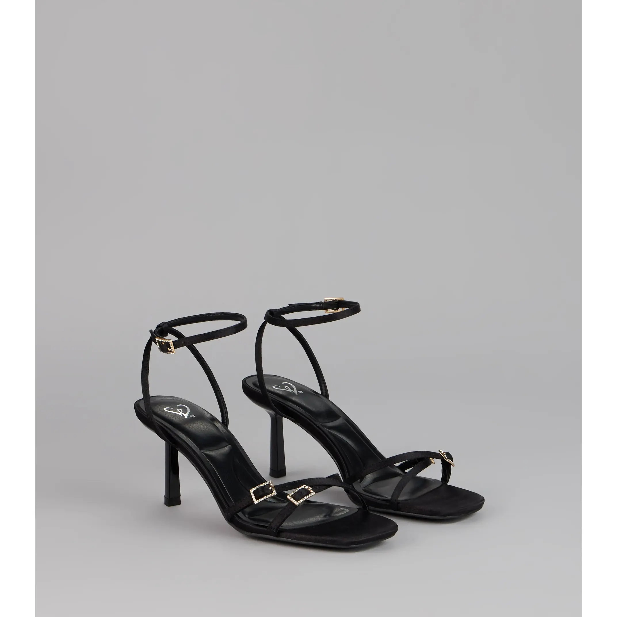 Midnight Muse Satin Buckle Heels