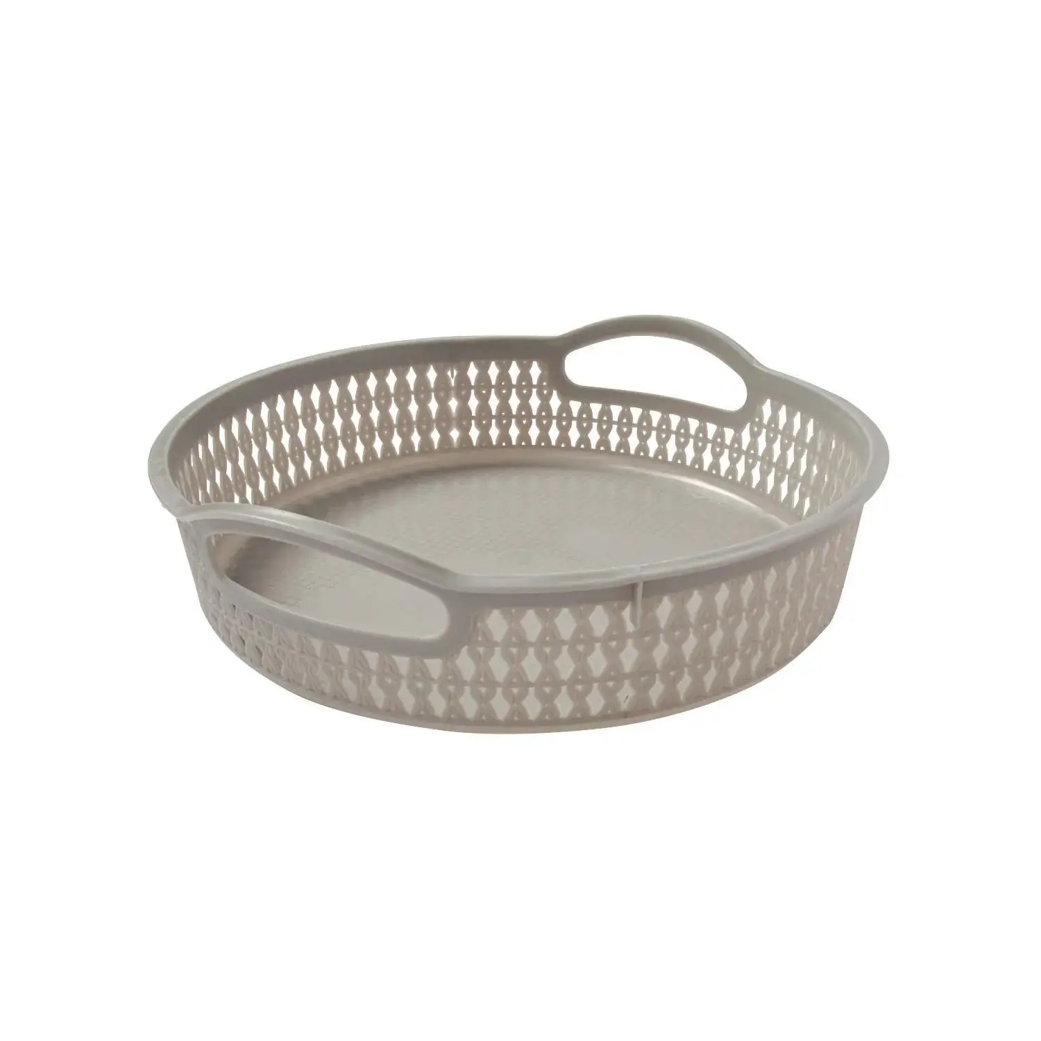 Grey Round Woven Storage Baskets with Handles - 6 Pc.