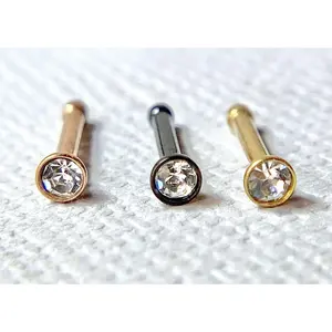 3pc Value Pack PVD Plated Nose Studs Black, Gold & Rose Gold - choose 18g or 20g