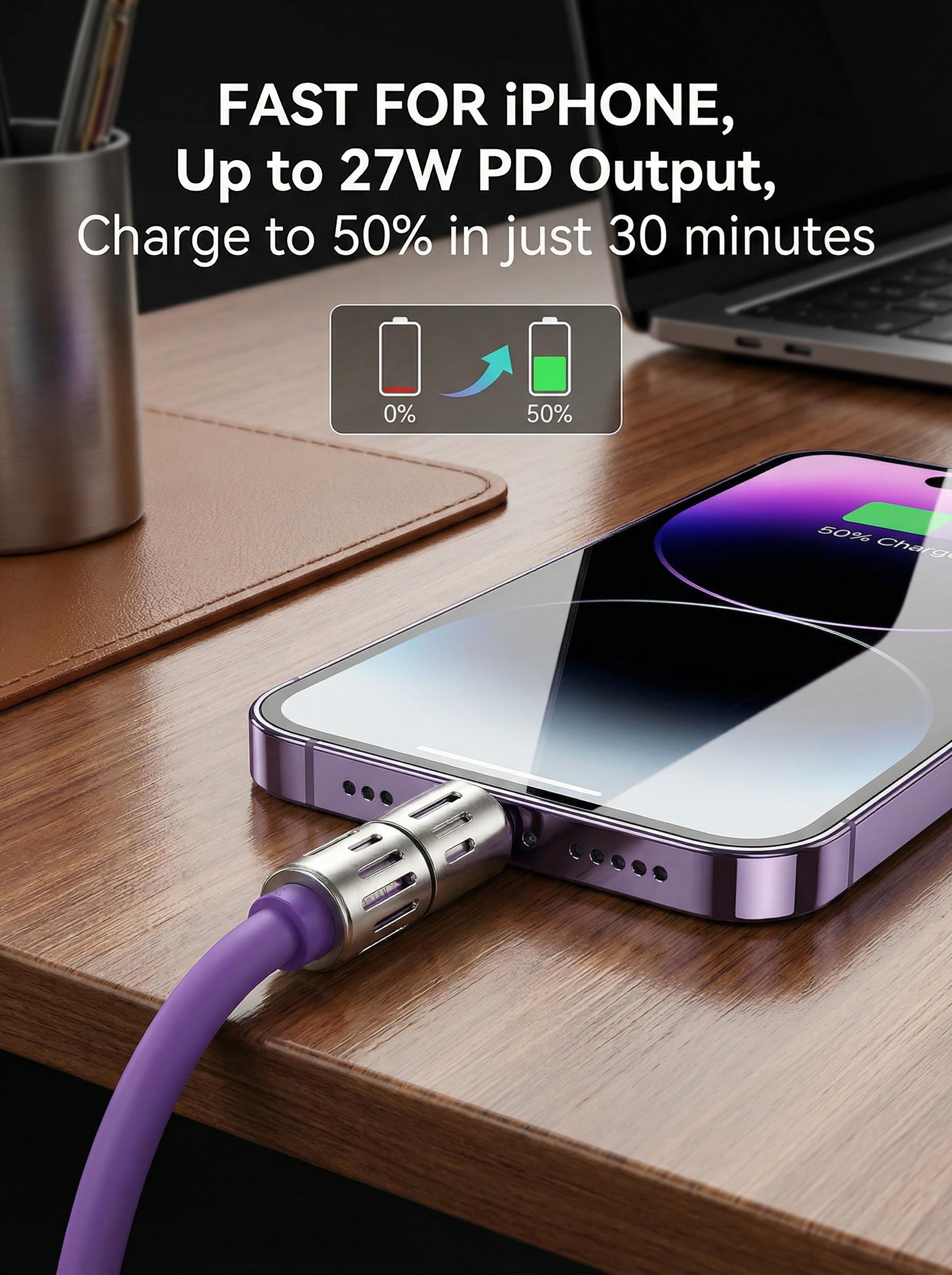 [Buy 1 Get 1 Free] 4-in-1 Multi Charging Cable 6.6ft, 65W Fast Charging & Data Sync Cord with USB A Type C Lightning Port, LED Breathing Light Universal Charger Cable for iPhone 16/15 iPad Pro All Smart Devices