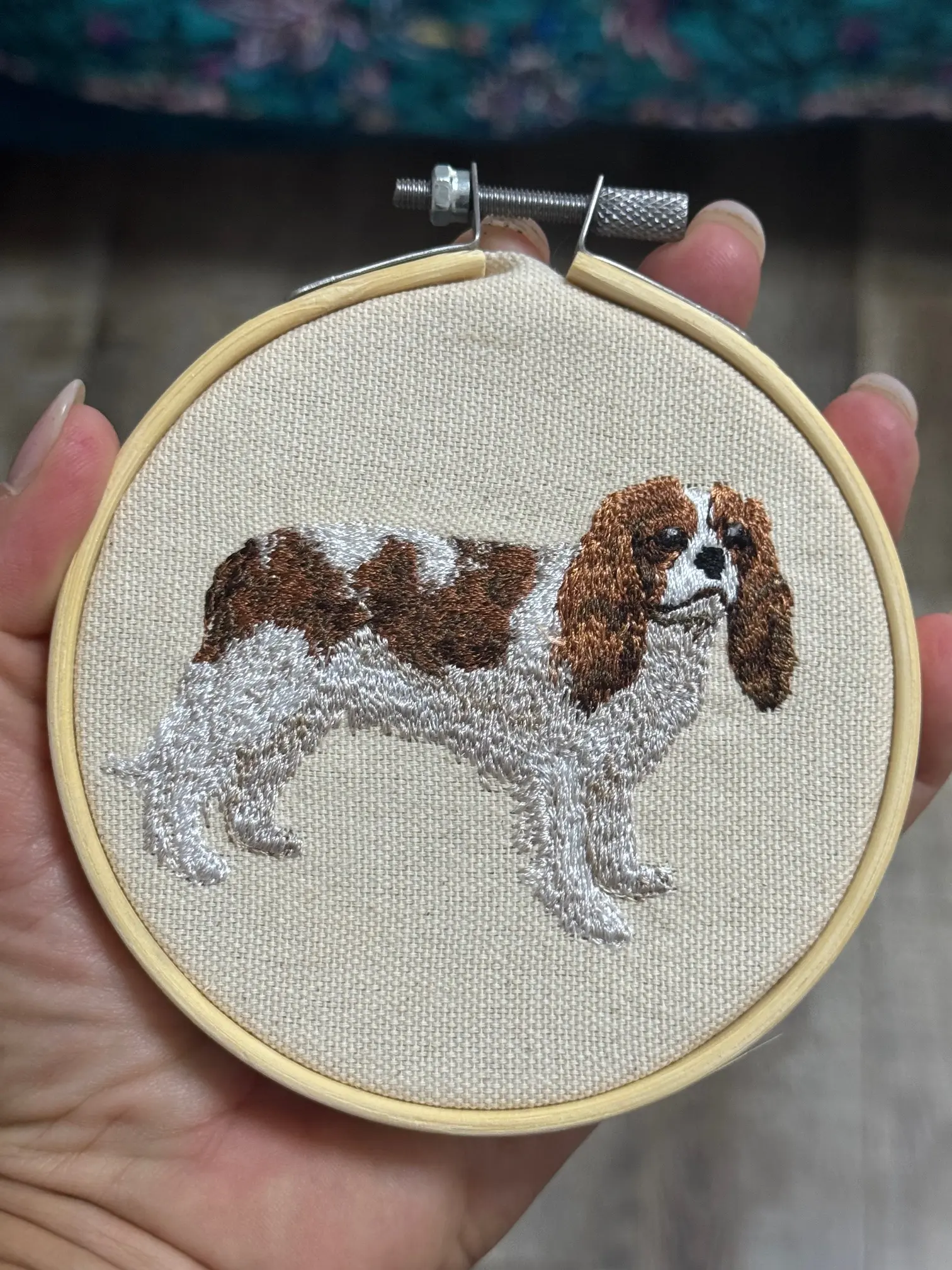 Cavalier King Charles Spaniel Machine Embroidery Framed Home Decor Plaque, Unique Canine Charm Tabletop Ornament for Home-Office Use, Other Dog Breeds & Designs Available, Home Decor Ornaments