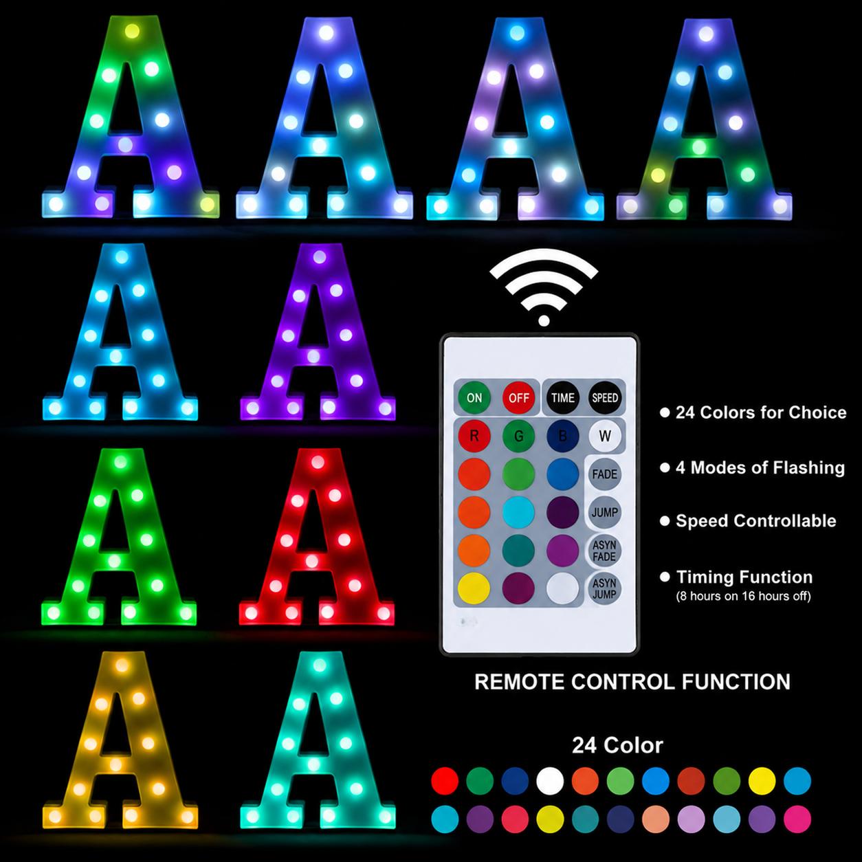 DIY Light Up Letter Signs with Remote, LED Marquee Alphabet Lights A-Z, Battery Operated Custom Party Decor for Birthday, Wedding, Graduation, Christmas & Room Decoration
