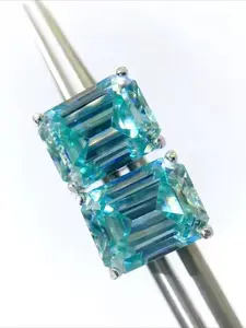 1pair 0.5/1 Carat 925 Silver Blue Green Moissanite Earrings, Everyday Jewelry, Perfect for Weddings, Anniversaries & Special Occasions, Stud Earring