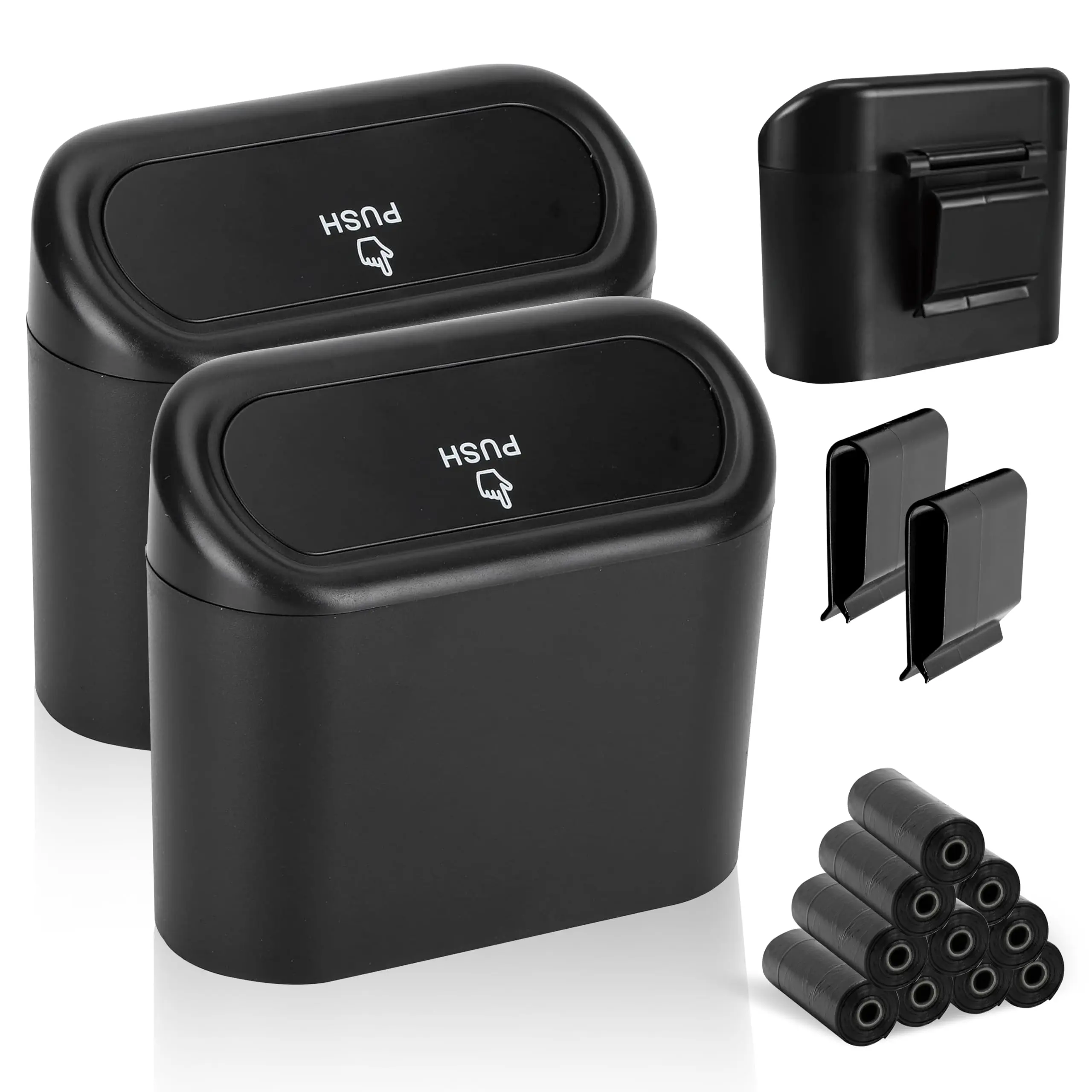 EcoNour Mini Car Trash Can with Lid for Side Door and Back seat (2 Pack) | Ca...