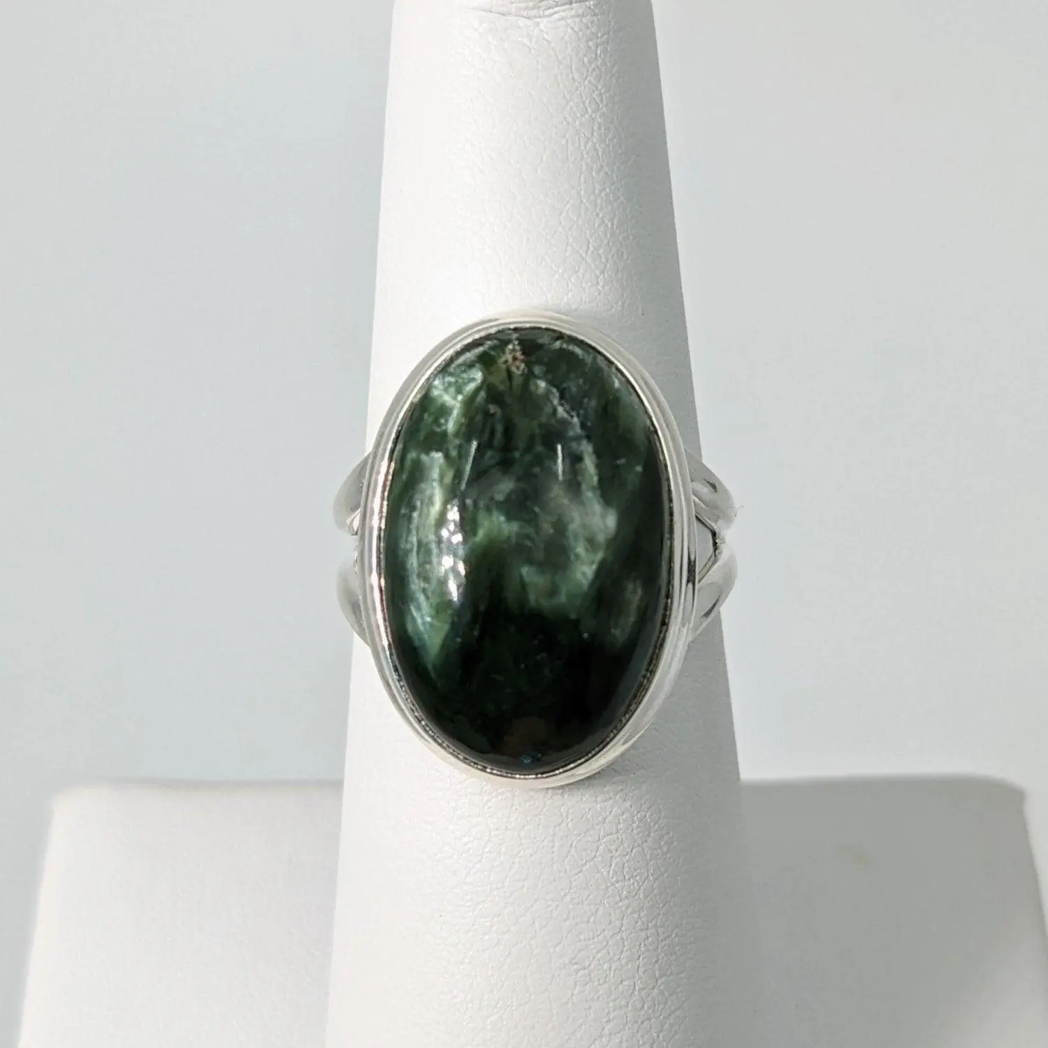 Seraphinite Oval Sterling Silver Ring Sz. 6 #SK8339