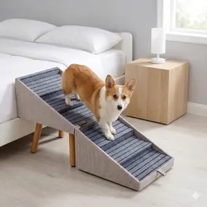 21'' Dog Ramp Stairs for Bed | #SummerVibes #petlovers Ziluce 21.06 inches High for Medium/Small Doggie, Foldable 2 in 1 Wooden Pet Steps for Puppy Older and Injured Dogs, Split Ottoman Design, No-Slip Surface