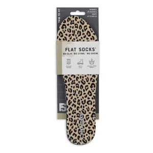 Leopard Print FLAT SOCKS | No-Slip, Odor-Free, Cushioned Comfort | Washable Sockless Shoe Liner Day Fabric