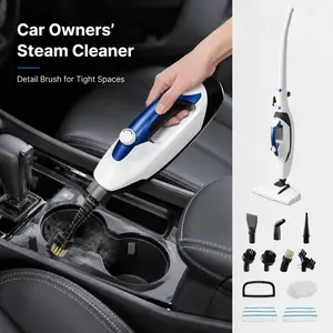GLEEHILL High-Pressure Handheld Steam Cleaner for Car Detailing & Grout, Multi-Surface Steamer Tool with Brush Accessories, Removes Dirt Grime from Auto Seats BBQ Grill Bathroom Tile Joint, Portable Steam Mop for House Deep Clean Father's Day Gift Idea