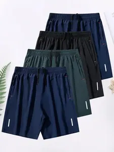 Men's Solid Color Zipper Pocket Shorts, Casual Comfy Breathable Lightweight Athletic Shorts for Summer, Shorts for Men, Men's Bottoms for Daily Wear, Men Shorts, Jogging Shorts, Breathable Fitness Shorts, Summer Sports Shorts, Workout Shorts