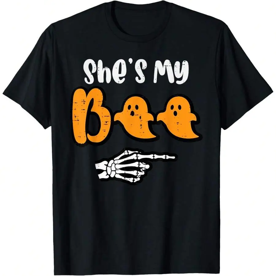Halloween Matching Shes My Boo Skeleton Couple Costume T-Shirt