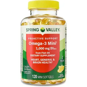 Spring Valley Convergence Proactive Support Omega-3 Mini from Fish Oil Dietary Supplement 1000 mg 120 Count for Heart General & Brain Health - Healthcare, Vitamin