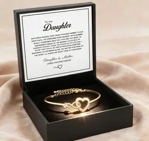 To My Daughter Forever Connected BraceletInfinity Heart Design High-Quality Jewelryfor Milestone Celebrations Heart Shaped Bracelet Gift