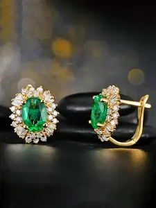 1 Pair Rhinestone Decorated Stud Earrings for Women, Studs Earrings, Bride Earrings, Classic Luxury High Quality Earrings, Gorgeous Wedding Anniversary Party Jewelry Gift