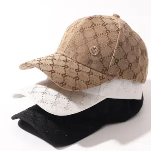 Women's Handmade Rhinestone Plain Duckbill Brim Baseball Cap - Unisex Summer Breathable Versatile Cap for Casual Fashion Accessory Use