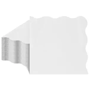 80 Pcs Light Blue Scalloped Cocktail Napkins, Disposable Paper Napkins for Wedding, Baby Shower, Birthday Party, 2-Ply Beverage Napkins, Decorative Napkins for Events, 5x5 Inch Dessert Napkins, Soft Paper Napkins, Party Supplies, Eco-Friendly Napkins