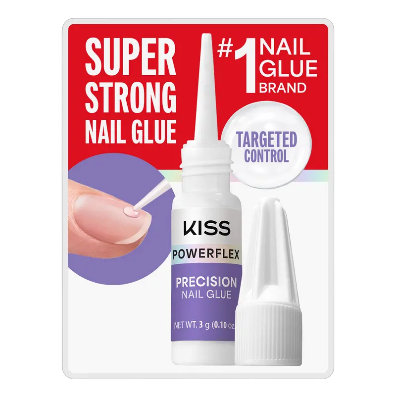 Kiss PowerFlex Precision Fake Nail Glue - 0.10 oz. | Nail Adhesive, Press-On Glue, Precision Nozzle, Ideal for Repairing