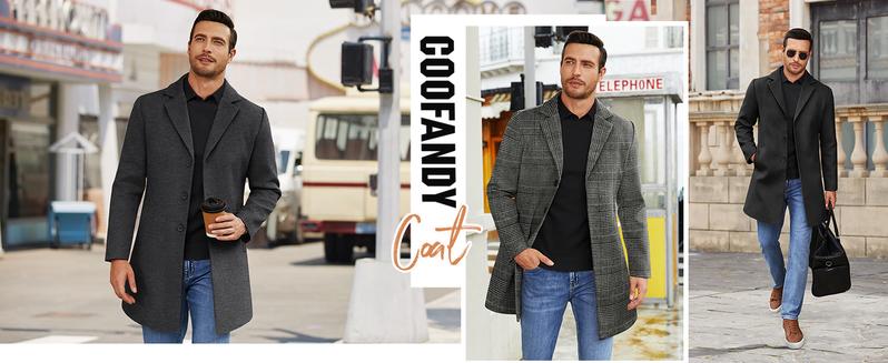 COOFANDY Fall Outfits Mens Wool Blend Coat Winter Trench Coats Notched Lapel Collar Single Breasted Overcoat Classic Peacoat With Pockets Menswear Casual COOFANDY Fall Outfits Mens Wool Blend Coat Winter Trench Coats Notched Lapel Collar Single Breasted Overcoat Classic Peacoat With Pockets Menswear Casual