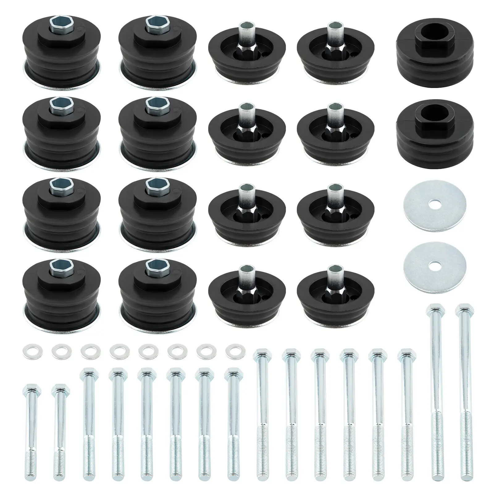 KF04060BK Body Cab Mount Bushing Kit, 8× Large Steel Mounts, High-Density Polyurethane Blend, Aging Resistance for 08-16 Ford F250 F350 Super Duty 2WD 4WD, 2016-2022 F-650 F-750, Anti-Vibration