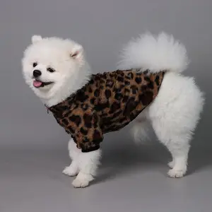 Leopard Print Fuzzy Pet Coat, 1 Count Cute Pet Clothes for Small Medium Dogs & Cats, Pet Clothes for Autumn & Winter