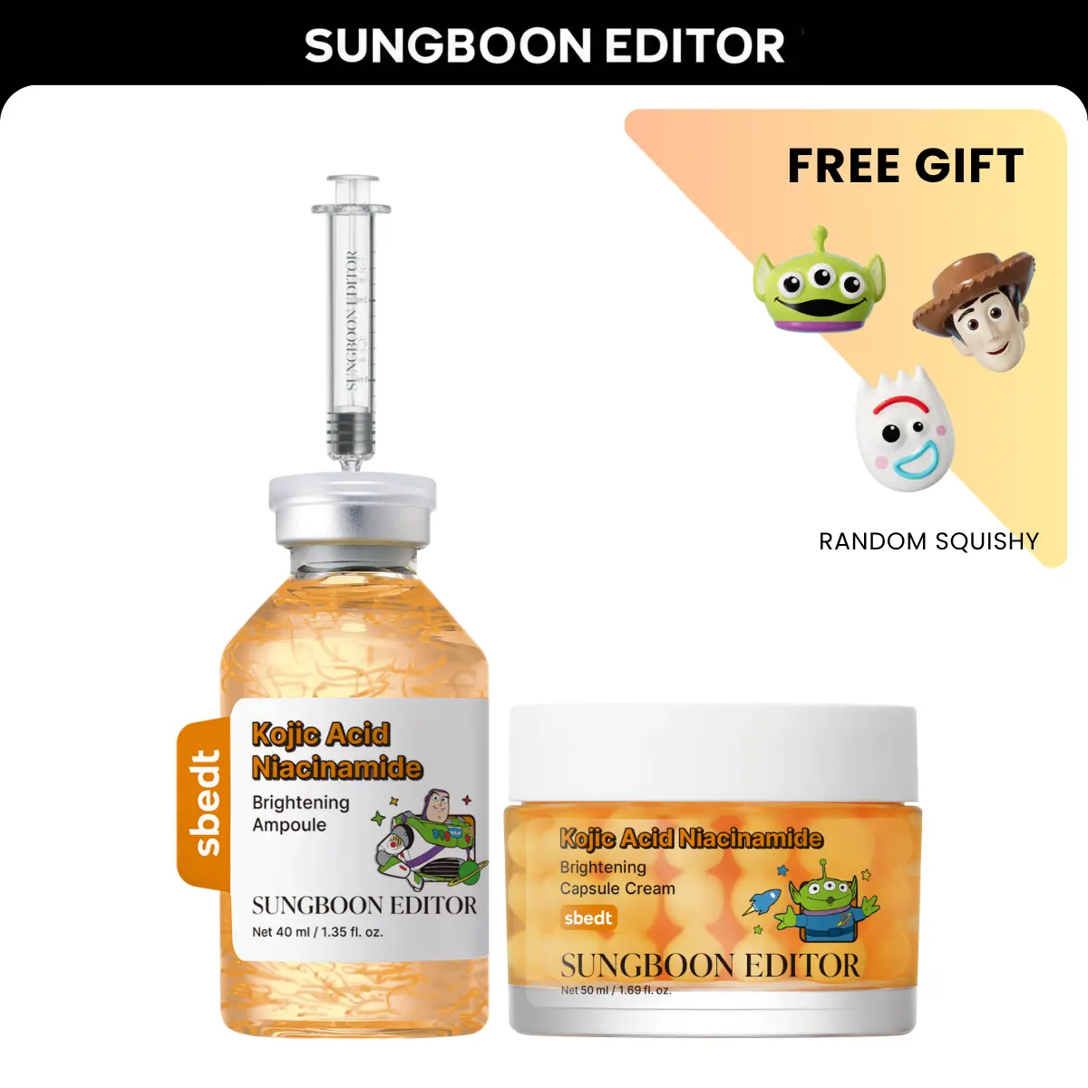 [Toy Story X Sbedt] Kojic Duo | Kojic Acid Niacinamide Brightening Ampoule + Capsule Cream