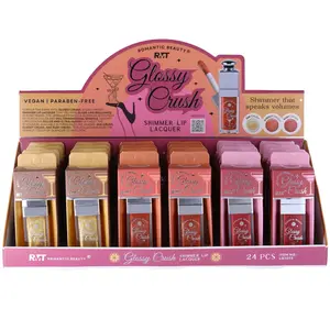 Brillo de Labios Glossy Crush Shimmer Romantic Beauty - Venta al por Mayor Dispplay 24 Unidades (LG7073)