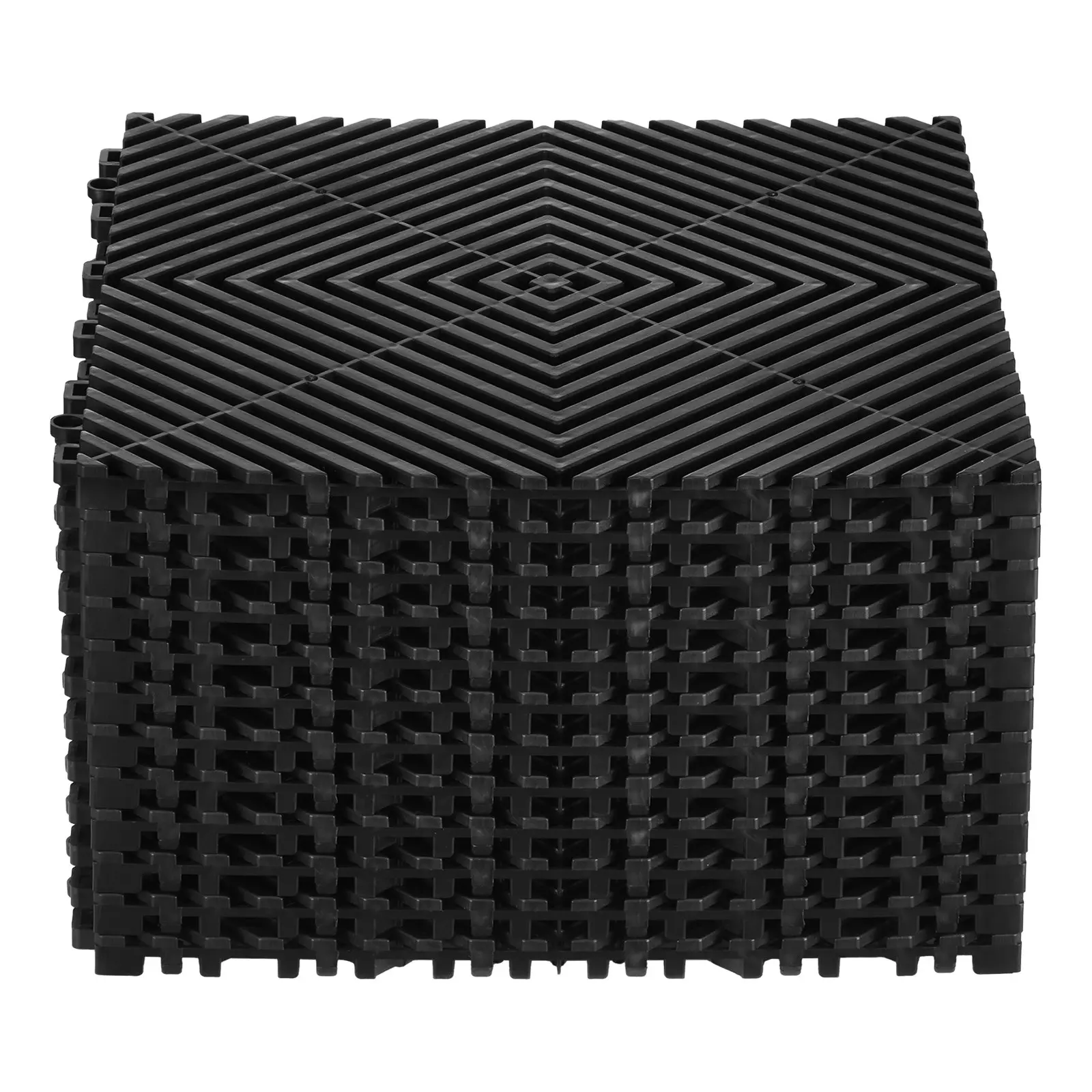 【Summerfinds】VEVOR Interlocking Drainage Mat, 12" x 12" Modular Interlocking Cushion, 12 Pcs Splicing Drainage Mats, Non-Slip Black PP Drainage Floor Tile and Shower Mat, for Garage, Garden, Kitchen & Outdoor