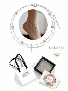 Light of Faith New summer cross beaded anklet, Elegant accessory, luxury diamond-embedded fade-proof foot chain, matched with drawer jewelry gift box, ideal gift for women for birthdays, Mother's Day, Valentine's Day