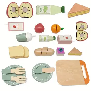 Cute pretend play wooden toy set, children's role-playing wooden props, imitation educational toys, the best gift for children mini fidgets