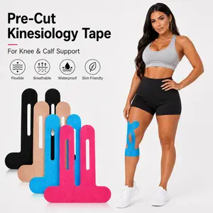 Precut Kinesiology Tape for Knees, 10 Pcs Waterproof Athletic Knee Support Tape for Running, Gym, Basketball & Training