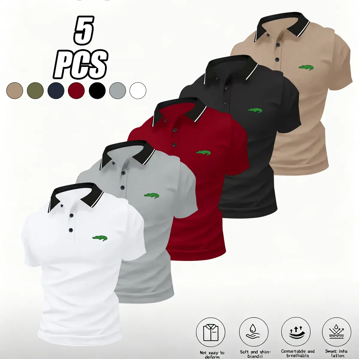 White - Gray - Red - Black - Khaki