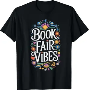 100% Cotton Book Fair Vibes Groovy 70s Retro School Librarian T-Shirt