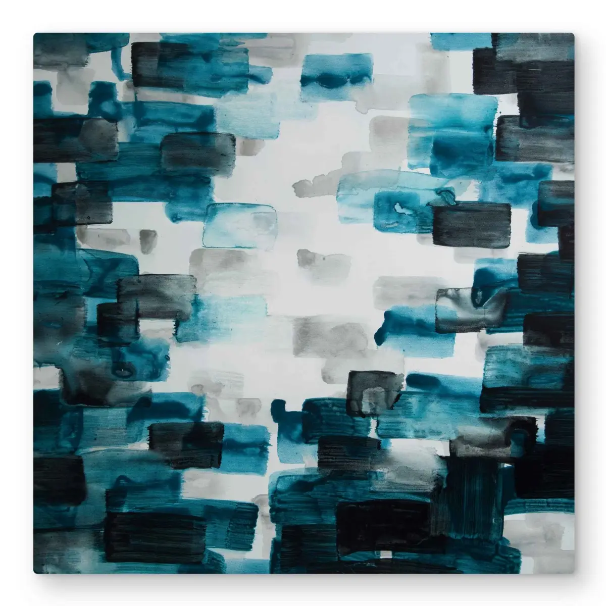 Begin Home Decor C1MP3232N7WUSA 32 x 32 in. Turquoise & Gray Squares Wall Art - Living Room Gray Metal Print
