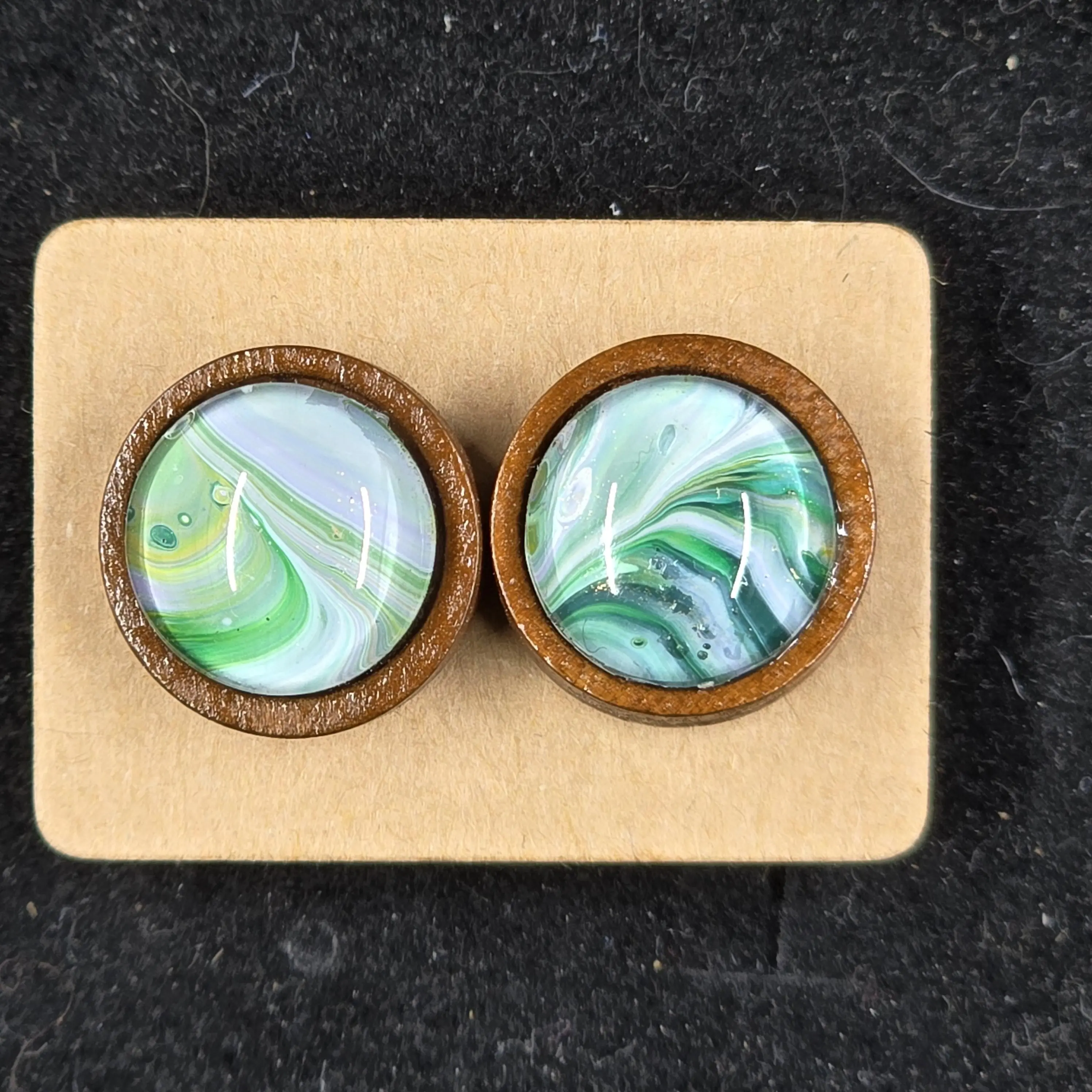 12 mm stud earring, wooden bezel. hardwood, base metal stud Ear Studs Handmade Jewelry