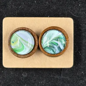 12 mm stud earring, wooden bezel. hardwood, base metal stud Ear Studs Handmade Jewelry