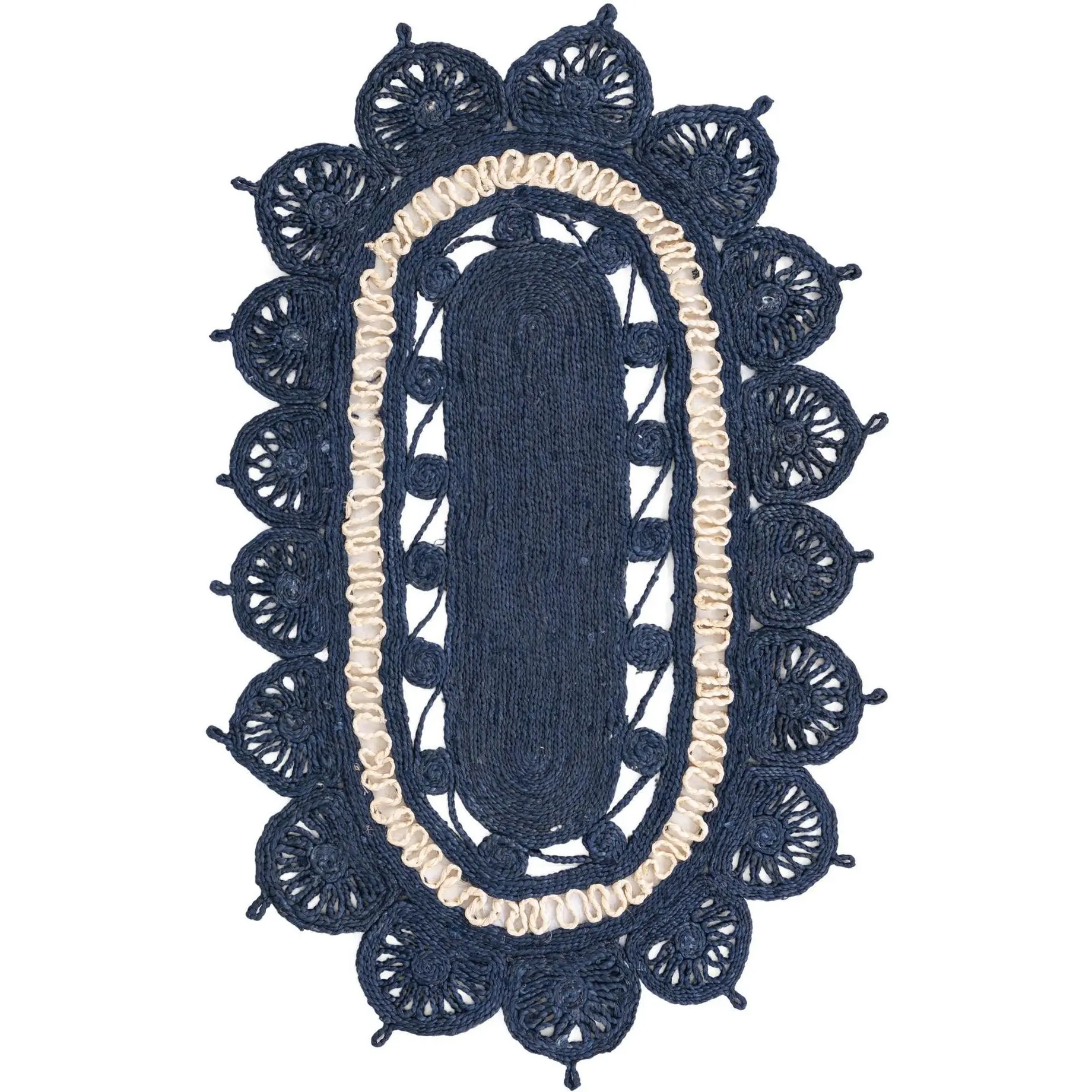 Navy Blue and White 3' 1 x 5' 1