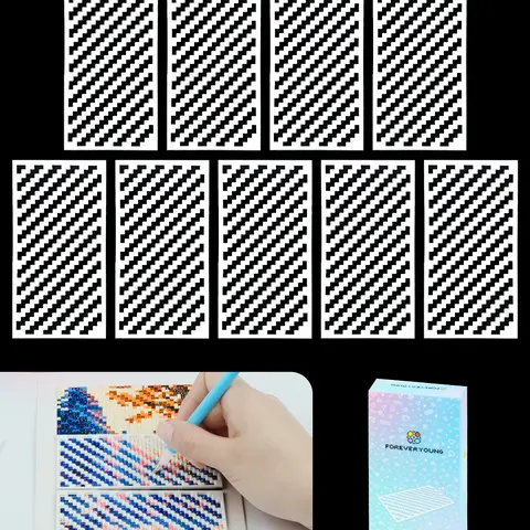 Foreveryoung 9-Pcs Diamond Painting Zigzag Ruler Set, Beginner-Friendly DIY Craft Tool - Mesh Drill Guide Rulers for Beginners That Fits Square Drill Diamond Painting Kits for Adults